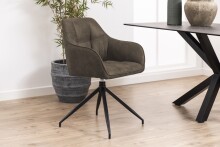 Armlehnstuhl >Brenda< in Braun, Polyester, Stahl - 58x84,5x54,5cm (BxHxT)