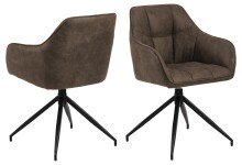 Armlehnstuhl >Brenda< in Braun, Polyester, Stahl - 58x84,5x54,5cm (BxHxT)