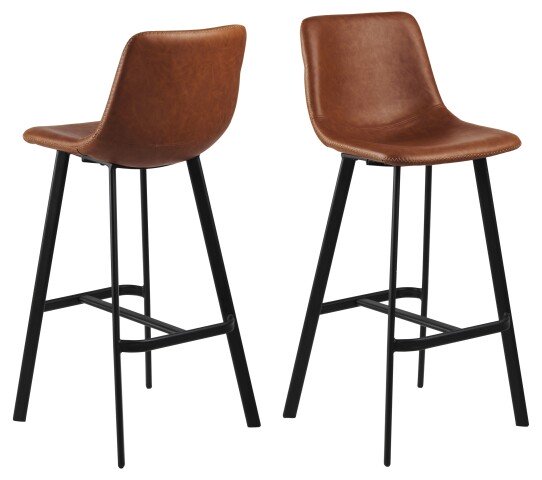 Barhocker >I_Oregon< (2er-Set) in cognac - 46,5x103x50 (BxHxT)