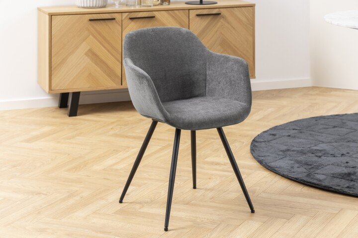 Armlehnstuhl >Noella< in Grau, Polyester, Stahl - 58,5x81x56cm (BxHxT)