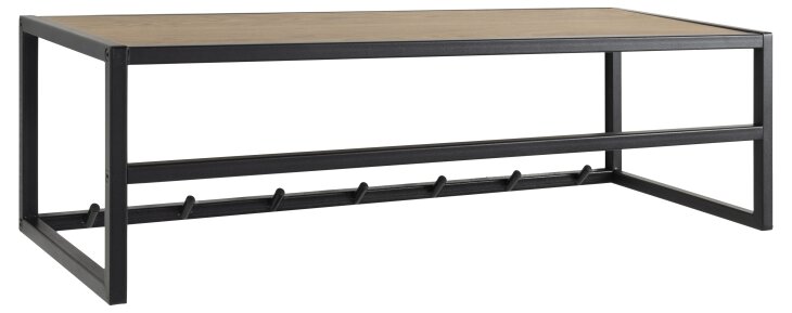 Garderobenpaneel >Seaford< in Wildeiche; schwarz, MDF, Stahl - 77x22x28 (BxHxT)