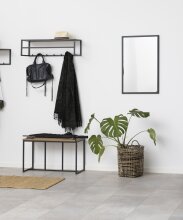 Garderobenpaneel >Seaford< in Wildeiche; schwarz, MDF, Stahl - 77x22x28 (BxHxT)