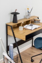 Schreibtisch >Reece< in Wildeiche; schwarz, MDF, Stahl - 100x88x50cm (BxHxT)