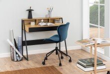 Schreibtisch >Reece< in Wildeiche; schwarz, MDF, Stahl - 100x88x50cm (BxHxT)