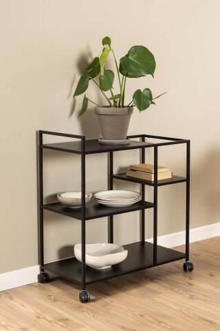 Servierwagen >Newcastle< in schwarz, Stahl - 78x85x40cm (BxHxT)