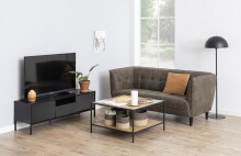 TV-Board >Seaford< in schwarz, MDF. Stahl - 140x45x40cm (BxHxT)