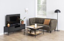 TV-Board >Seaford< in schwarz, MDF. Stahl - 140x45x40cm (BxHxT)