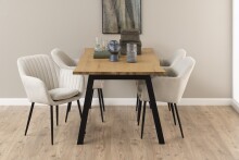 Armlehnstuhl >Emilia< in sand, Stoff, Stahl - 57x83x61cm (BxHxT)