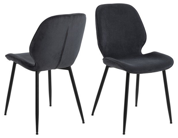 Esszimmerstuhl >Femke< (4er-Set) in Grau, Stoff, Stahl - 47,5x85x57,5cm (BxHxT)