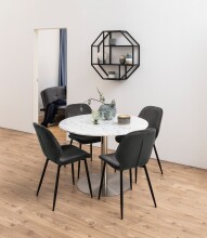 Esszimmerstuhl >Femke< (4er-Set) in Grau, Stoff, Stahl - 47,5x85x57,5cm (BxHxT)