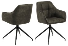 Armlehnstuhl >Brenda< in olivgrün, Polyester, Stahl - 58x84,5x54,5cm (BxHxT)