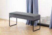 Polsterbank >Xenia< in Grau, Polyester, Stahl - 95x46x38cm (BxHxT)