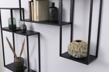 Wandregal >Geelong< (4-teilig) in schwarz, Stahl - 60x60x20cm (BxHxT)