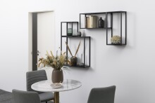 Wandregal >Geelong< (4-teilig) in schwarz, Stahl - 60x60x20cm (BxHxT)