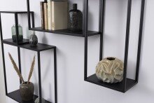 Wandregal >Geelong< (4-teilig) in schwarz, Stahl - 60x60x20cm (BxHxT)