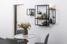Wandregal >Geelong< (4-teilig) in schwarz, Stahl - 60x60x20cm (BxHxT)