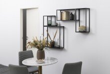 Wandregal >Geelong< (4-teilig) in schwarz, Stahl - 60x60x20cm (BxHxT)