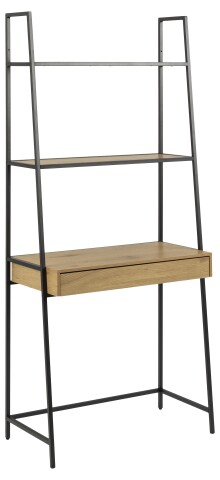 Regal-Schreibtisch >Seaford< in Wildeiche, MDF, Stahl - 77x174,5x36cm (BxHxT)