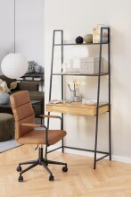 Regal-Schreibtisch >Seaford< in Wildeiche, MDF, Stahl - 77x174,5x36cm (BxHxT)