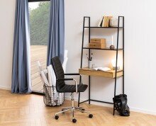 Regal-Schreibtisch >Seaford< in Wildeiche, MDF, Stahl - 77x174,5x36cm (BxHxT)