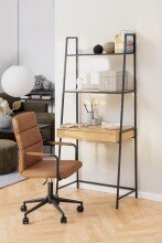 Regal-Schreibtisch >Seaford< in Wildeiche, MDF, Stahl - 77x174,5x36cm (BxHxT)