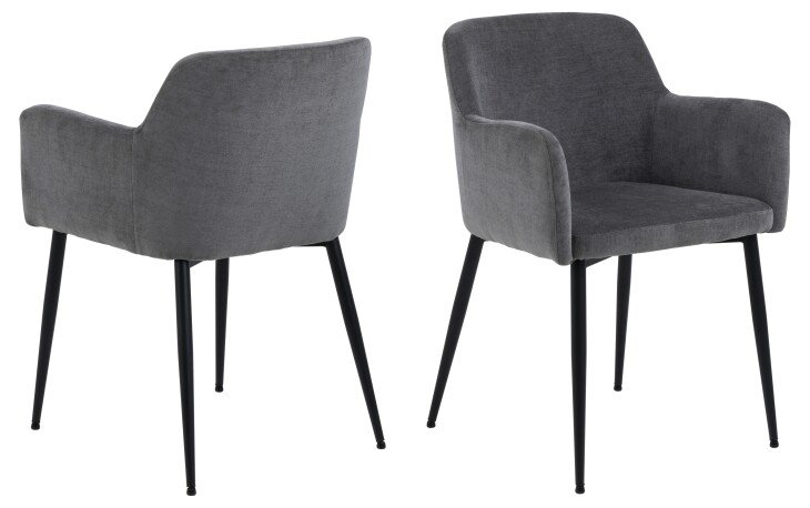 Armlehnstuhl >Karen< (2er-Set) in Grau, Polyester, Stahl - 54,5x80x56cm (BxHxT)