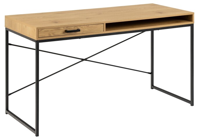 Schreibtisch >Seaford< in Wildeiche, MDF, Stahl - 140x76x58cm (BxHxT)