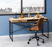 Schreibtisch >Seaford< in Wildeiche, MDF, Stahl - 140x76x58cm (BxHxT)