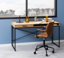 Schreibtisch >Seaford< in Wildeiche, MDF, Stahl - 140x76x58cm (BxHxT)