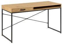 Schreibtisch >Seaford< in Wildeiche, MDF, Stahl - 140x76x58cm (BxHxT)