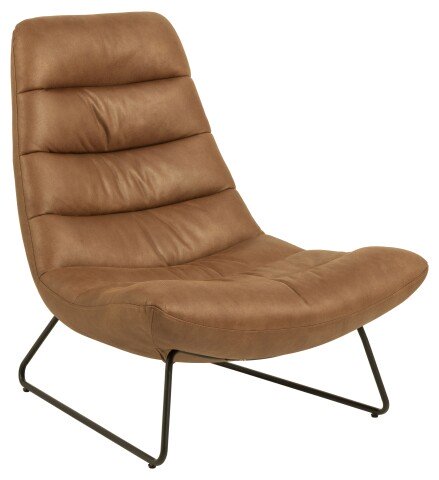 Loungesessel >Milford< in cognac, Stoff, Stahl - 82,5x97x93cm (BxHxT)
