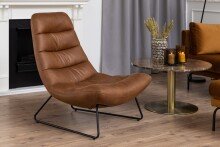 Loungesessel >Milford< in cognac, Stoff, Stahl -...