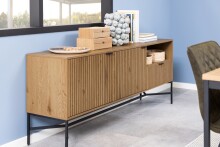 Sideboard >Jaipur< in Wildeiche, MDF, Stahl - 180x70x40cm (BxHxT)