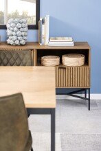 Sideboard >Jaipur< in Wildeiche, MDF, Stahl - 180x70x40cm (BxHxT)
