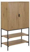 Mehrzweckschrank >Jaipur< in Wildeiche, MDF, Stahl - 80x140x40cm (BxHxT)