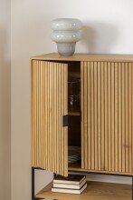Mehrzweckschrank >Jaipur< in Wildeiche, MDF, Stahl - 80x140x40cm (BxHxT)