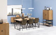 Mehrzweckschrank >Jaipur< in Wildeiche, MDF, Stahl - 80x140x40cm (BxHxT)