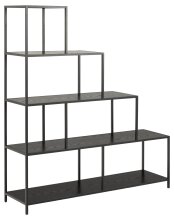 Leiterregal >Seaford< in schwarz, MDF, Stahl - 135x150x35cm (BxHxT)