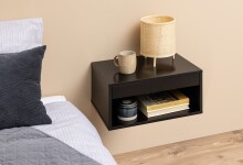 Nachtkommode >Cholet< in schwarz, MDF -...