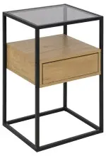 Nachttisch >Randolf< in Wildeiche; schawrz, Glas,...