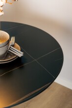 Esstisch >Malta< in schwarz, MDF, Stahl - 75x90cm (HxD)