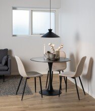 Esstisch >Malta< in schwarz, MDF, Stahl - 75x90cm (HxD)