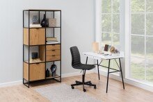 Standregal >Swindon< in Wildeiche; schwarz, MDF, Stahl - 85x183x40cm (BxHxT)