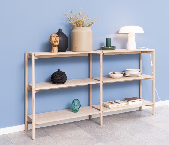 Standregal >Braidwood< in Eiche weiss pigmentiert, MDF - 169x88,4x30cm (BxHxT)