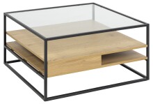 Couchtisch >Randolf< in Wildeiche; schwarz, MDF, Stahl - 80x40x80cm (BxHxT)