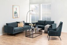 Couchtisch >Strington< in schwarz, Glas, MDF, Stahl - 120x40x60cm (BxHxT)