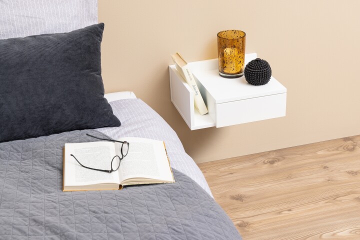 Nachtkommode >Ashlan< in weiss, MDF - 40x16,5x32cm (BxHxT)