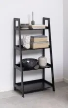 Leiterregal >Wally< in schwarz, MDF - 63x130x40cm...