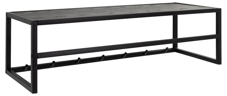 Garderobenpaneel >Seaford< in schwarz, MDF, Stahl - 77x22x28cm (BxHxT)