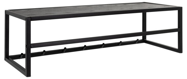 Garderobenpaneel >Seaford< in schwarz, MDF, Stahl - 77x22x28cm (BxHxT)